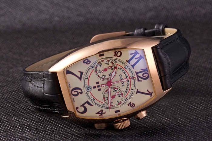 Franck Muller Casablanca Black Croco Leather Strap White Dial 80279 - Image 4