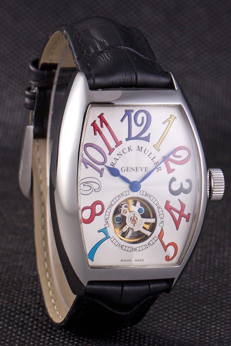 Franck Muller Casablanca Black Croco Leather Strap White Dial 80280 - Image 3