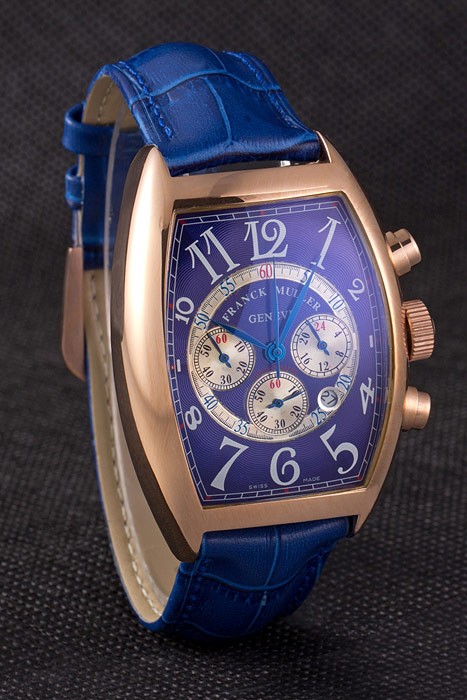 Franck Muller Casablanca Blue Croco Leather Strap Blue Dial 80278 - Image 3