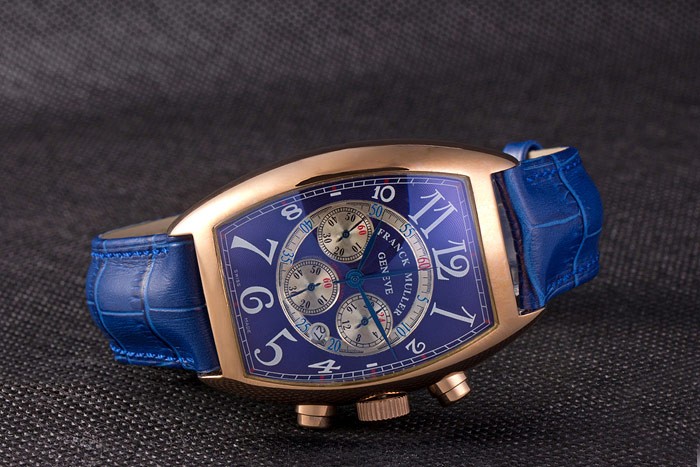 Franck Muller Casablanca Blue Croco Leather Strap Blue Dial 80278 - Image 4