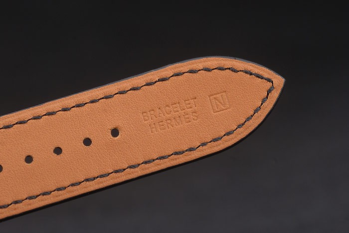 Hermes Heure H Rose Gold Bezel Black Leather Strap White Dial 80235 - Image 9