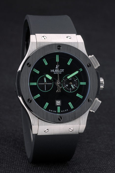 Hublot Big Bang Black Rubber Strap Black Dial Green Pointers 80194 - Image 2