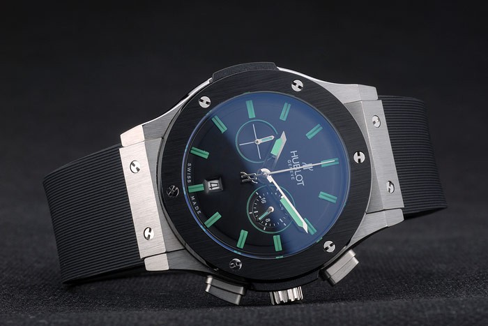 Hublot Big Bang Black Rubber Strap Black Dial Green Pointers 80194 - Image 3