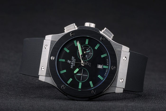 Hublot Big Bang Black Rubber Strap Black Dial Green Pointers 80194 - Image 4