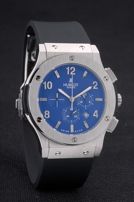 Hublot Big Bang Black Rubber Strap Blue Checkered Dial 80199 - Image 2