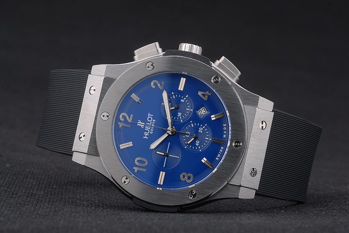 Hublot Big Bang Black Rubber Strap Blue Checkered Dial 80199 - Image 4