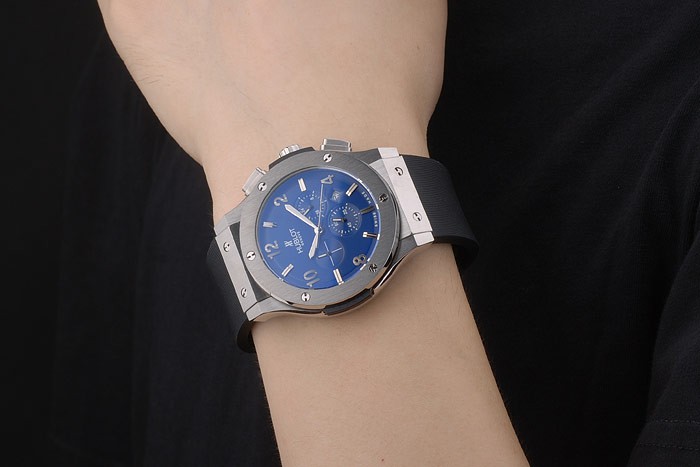 Hublot Big Bang Black Rubber Strap Blue Checkered Dial 80199 - Image 9