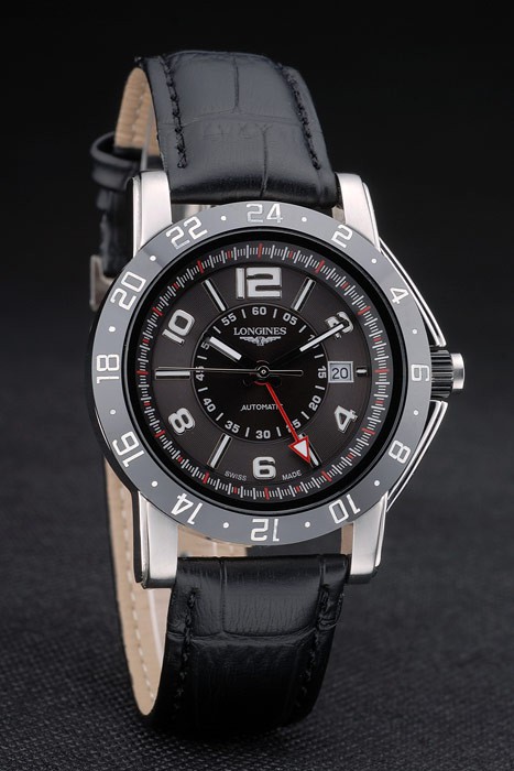 Longines HydroConquest Black Leather Strap Black Ceramic Tachymeter Black Dial 80225 - Image 3