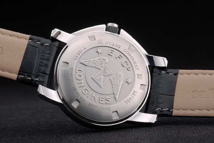 Longines HydroConquest Black Leather Strap Black Ceramic Tachymeter Black Dial 80225 - Image 9