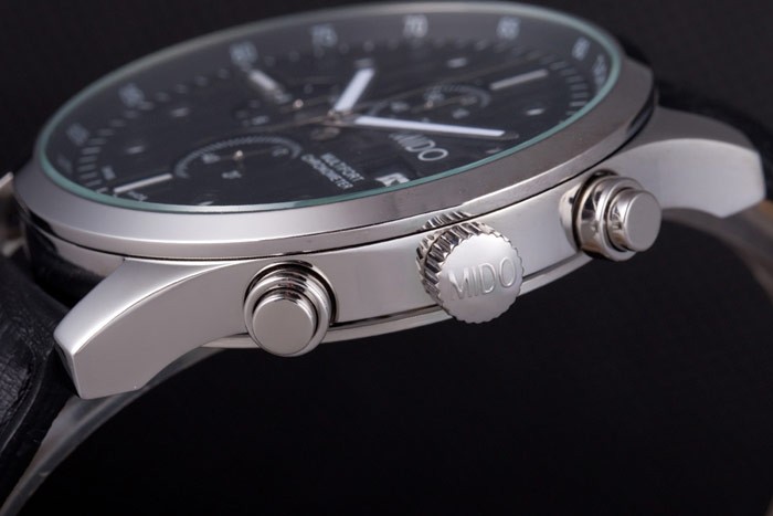 Mido Multifort Black Croco Leather Strap Black Striped Dial 80288 - Image 5