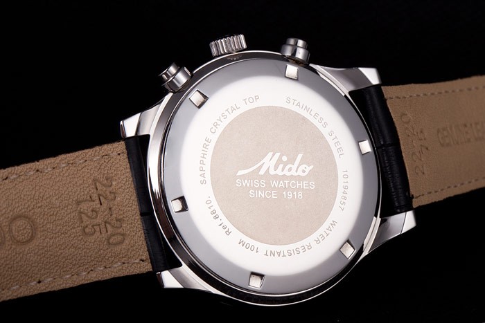 Mido Multifort Black Croco Leather Strap Black Striped Dial 80288 - Image 9