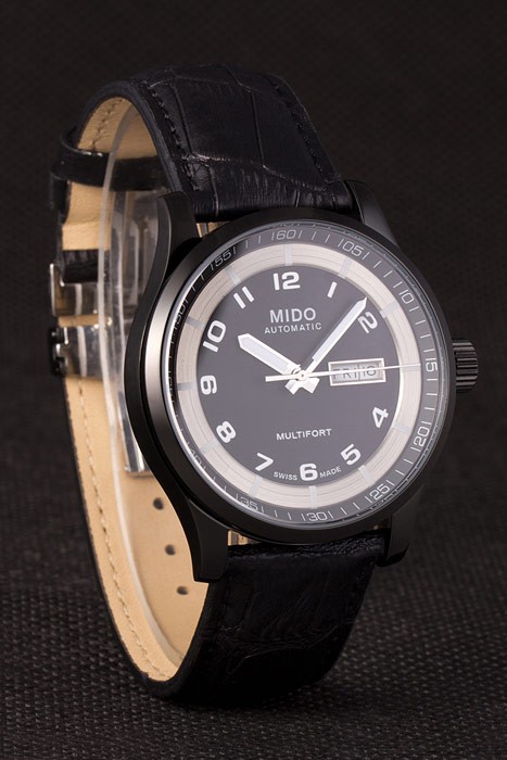 Mido Multifort Black Croco Leather Strap Black-Silver Dial 80296 - Image 3