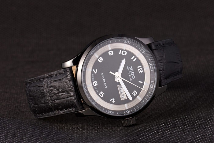 Mido Multifort Black Croco Leather Strap Black-Silver Dial 80296 - Image 4