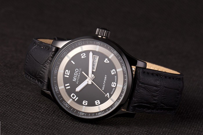 Mido Multifort Black Croco Leather Strap Black-Silver Dial 80296 - Image 5