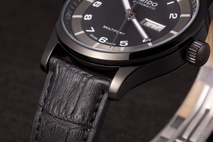 Mido Multifort Black Croco Leather Strap Black-Silver Dial 80296 - Image 7