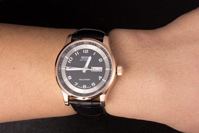 Mido Multifort Black Croco Leather Strap Black-Silver Dial 80298 - Image 2