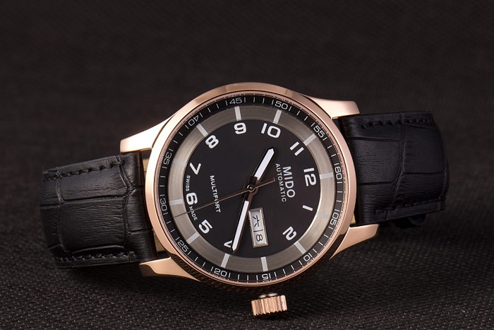 Mido Multifort Black Croco Leather Strap Black-Silver Dial 80298 - Image 4