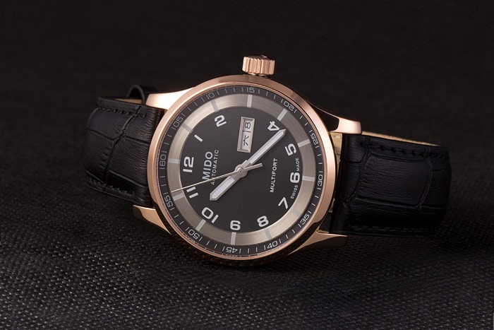 Mido Multifort Black Croco Leather Strap Black-Silver Dial 80298 - Image 5