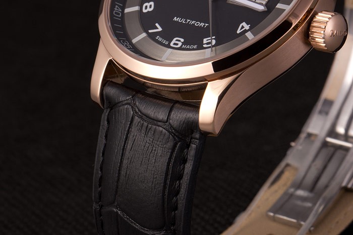 Mido Multifort Black Croco Leather Strap Black-Silver Dial 80298 - Image 7