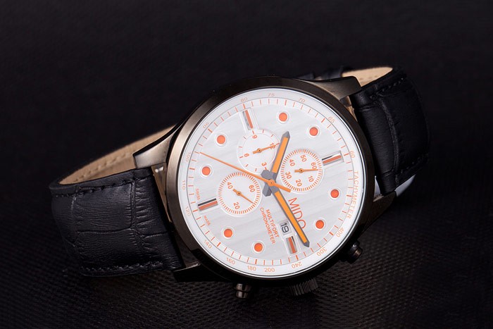 Mido Multifort Black Croco Leather Strap Orange Dial Details 80289 - Image 3