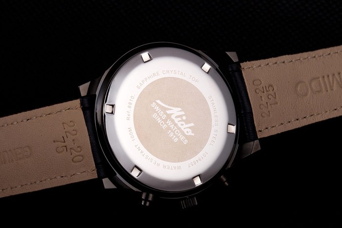 Mido Multifort Black Croco Leather Strap Orange Dial Details 80289 - Image 9