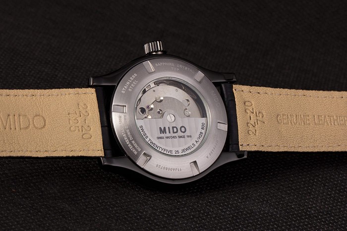 Mido Multifort Black Croco Leather Strap White-Silver Dial 80297 - Image 10