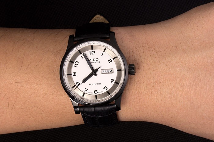 Mido Multifort Black Croco Leather Strap White-Silver Dial 80297 - Image 2