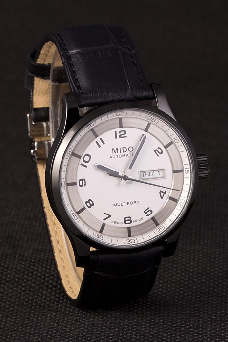 Mido Multifort Black Croco Leather Strap White-Silver Dial 80297 - Image 3