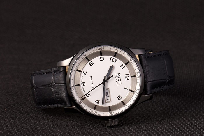 Mido Multifort Black Croco Leather Strap White-Silver Dial 80297 - Image 4