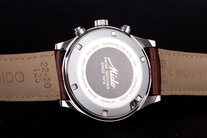 Mido Multifort Brown Croco Leather Strap White Dial 80286 - Image 9