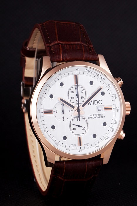 Mido Multifort Brown Croco Leather Strap White Dial 80287 - Image 2