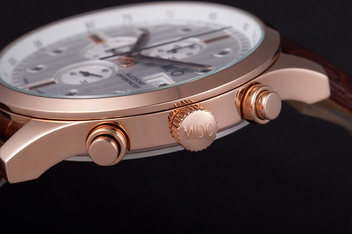 Mido Multifort Brown Croco Leather Strap White Dial 80287 - Image 5