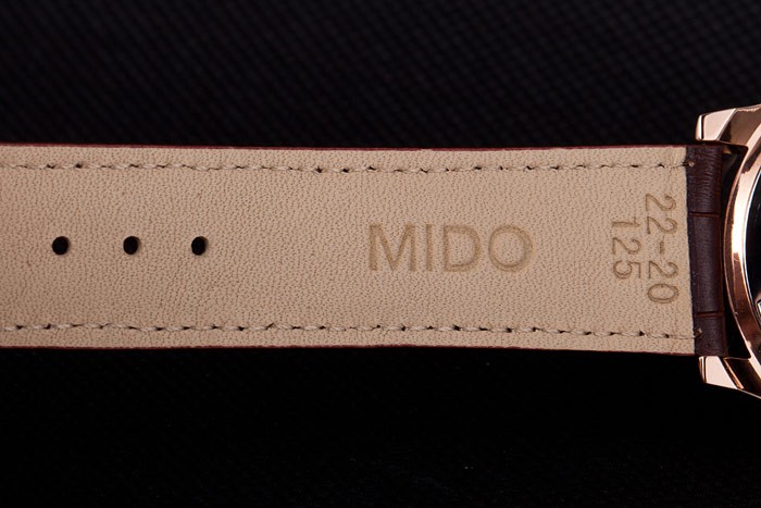 Mido Multifort Brown Croco Leather Strap White Dial 80287 - Image 7
