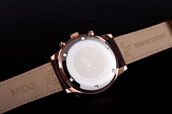 Mido Multifort Brown Croco Leather Strap White Dial 80287 - Image 9