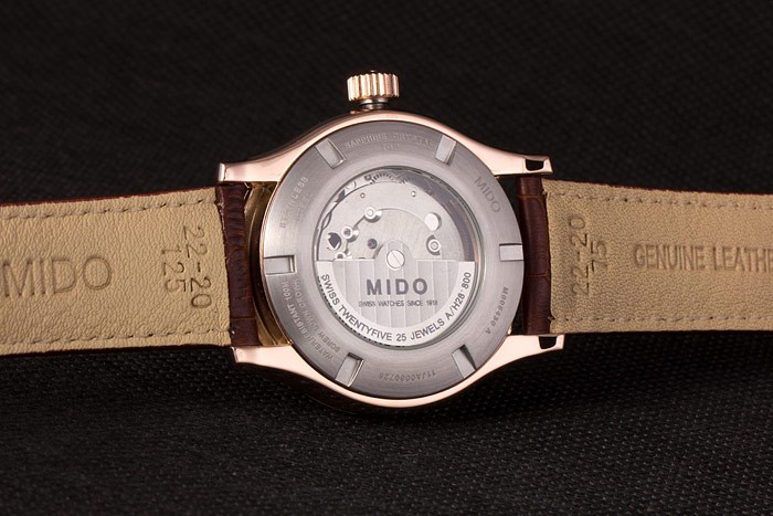 Mido Multifort Brown Croco Leather Strap White-Silver Dial 80300 - Image 10