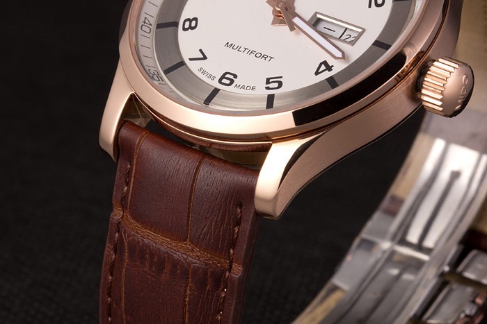 Mido Multifort Brown Croco Leather Strap White-Silver Dial 80300 - Image 7