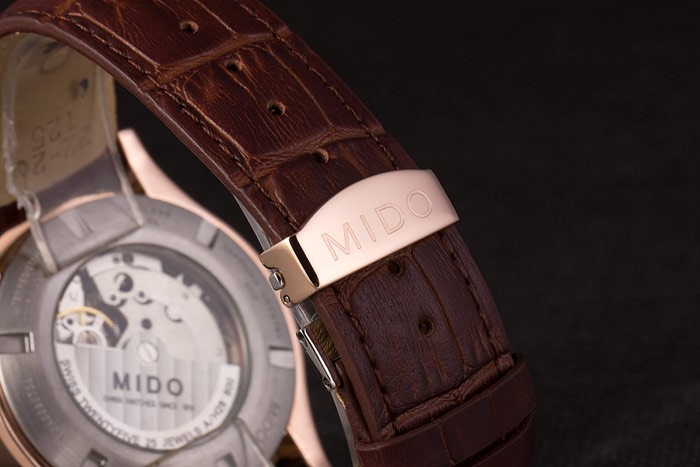 Mido Multifort Brown Croco Leather Strap White-Silver Dial 80300 - Image 8