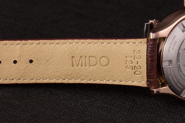 Mido Multifort Brown Croco Leather Strap White-Silver Dial 80300 - Image 9