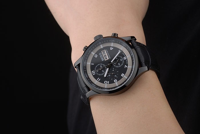 Mido Multifort Black Ceramic Bezel Black Croco Leather Bracelet Black Dial 80277 - Image 3