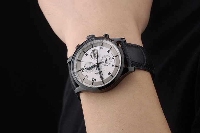 Mido Multifort Black Ceramic Bezel Black Croco Leather Bracelet White Dial 80278 - Image 3