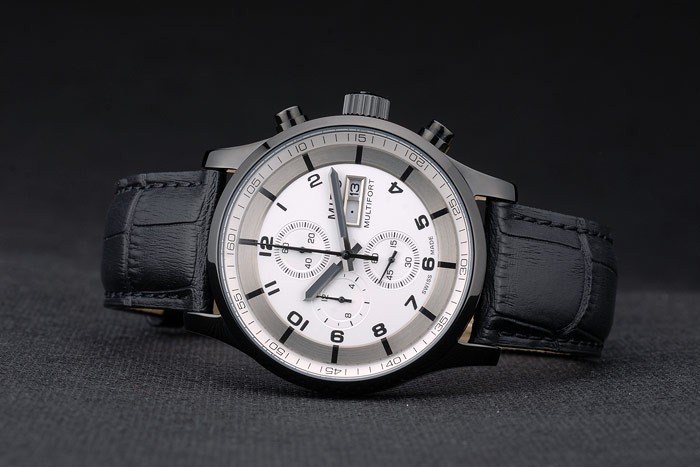 Mido Multifort Black Ceramic Bezel Black Croco Leather Bracelet White Dial 80278 - Image 6