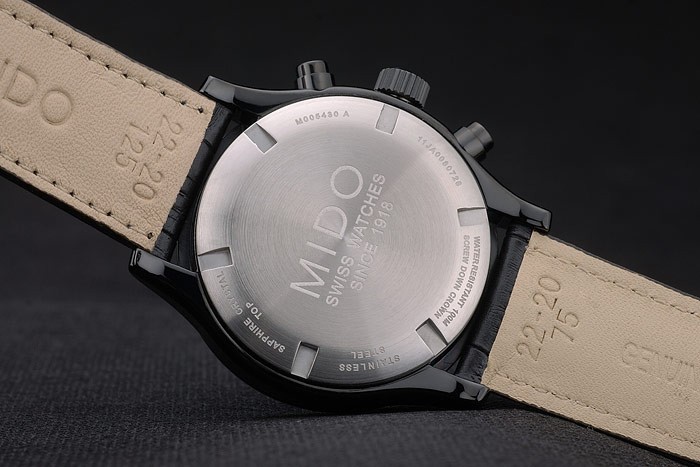 Mido Multifort Black Ceramic Bezel Black Croco Leather Bracelet White Dial 80278 - Image 9