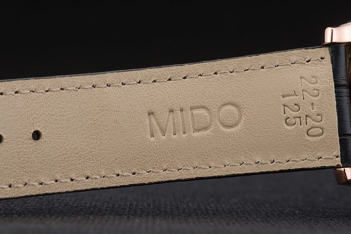 Mido Multifort Rose Gold Stainless Steel Bezel Black Croco Leather Bracelet Black Dial 80279 - Image 9