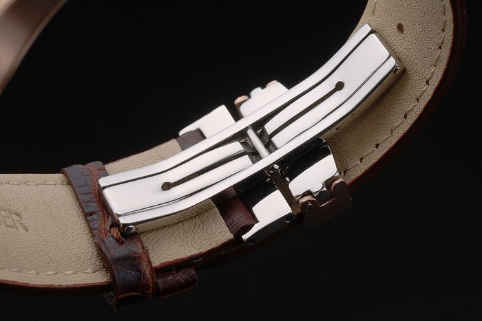 Mido Multifort Rose Gold Stainless Steel Bezel Brown Croco Leather Bracelet White Dial 80280 - Image 8