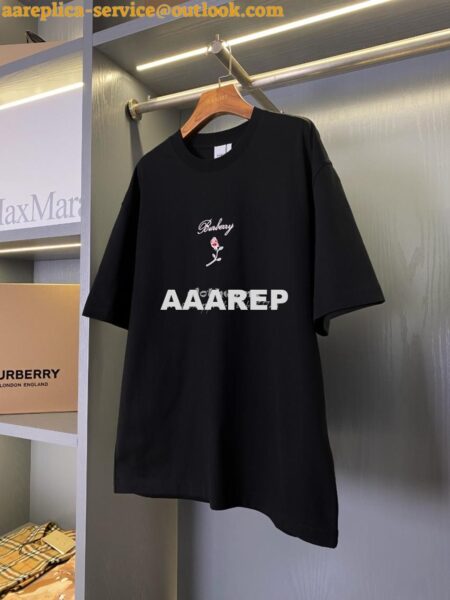 Replica Burberry Rose Cotton Unisex Round Neck Short Sleeve T-shirt black 2 Replica Burberry Rose Cotton Unisex Round Neck Short Sleeve T-shirt black 2
