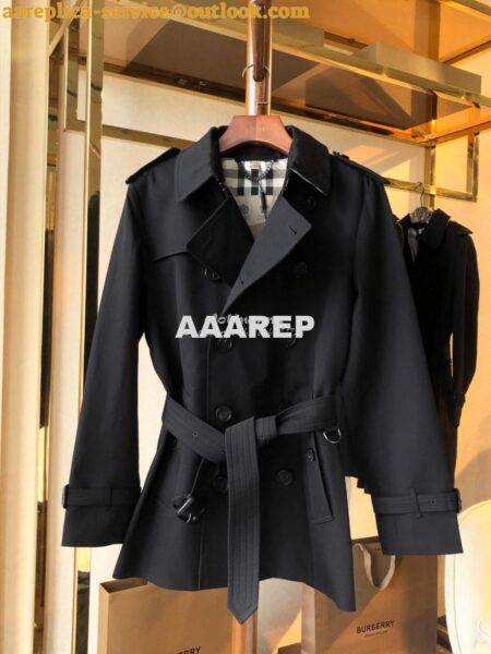 Replica Burberry Men's Sandringham Short Black Trench Coat black 2 Replica Burberry Men's Sandringham Short Black Trench Coat black 2