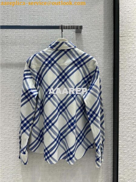 Replica Burberry Early Spring New Arrival Knight Blue Vintage Check Silk Shirt Replica Burberry Early Spring New Arrival Knight Blue Vintage Check Silk Shirt