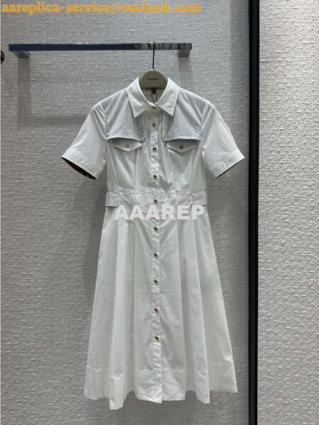 Replica Burberry 24SS New Shirt-Style Dress with Vintage Check Trim white 2 Replica Burberry 24SS New Shirt-Style Dress with Vintage Check Trim white 2